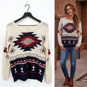 American Eagle Prescott Aztec Wool Blend Sweater Small